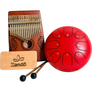 Музикален комплект за двама - тонг дръм, калимба и дървен шейкър